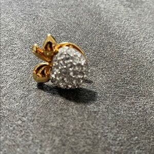 Elegant Gold and Silver Apple Brooch Swarovski crystals